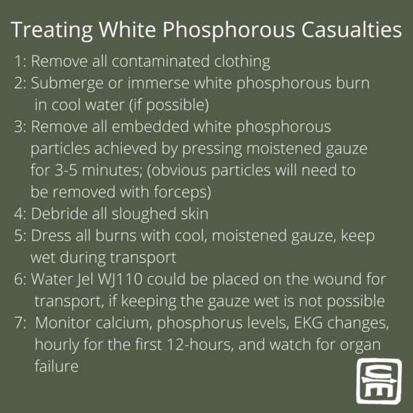 An infographic laying out a proposed treatment plan White Phosphorous Casualties